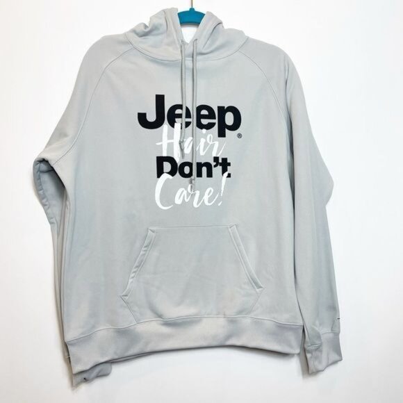 Badger Jeep Hair Don't Care Hoodie Gray Large 100% Polyester Comfortable Casual - Picture 2 of 6